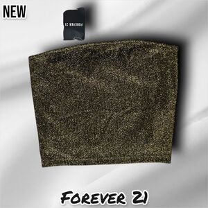 New NWT Forever 21 Gold Yellow Black Sparkle Tube Top Shirt - S
